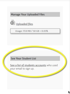 See a list of student accounts